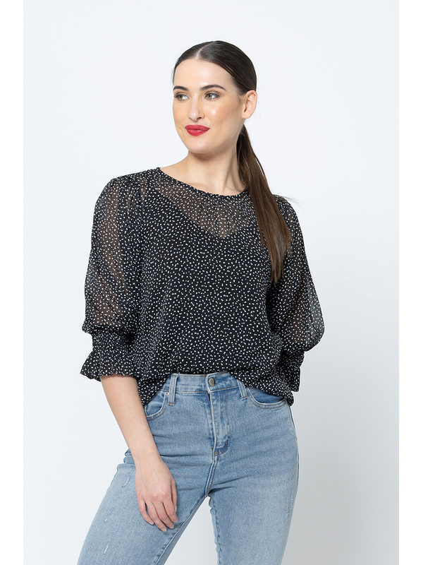 Seeking Lola Black Polka Magnificent Top