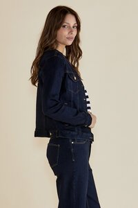 Betty Basics Cindy Collarless Denim Jacket