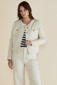 Betty Basics Cindy Collarless Denim Jacket