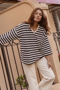 Betty Basics Stripe Raven Top