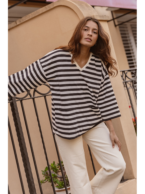 Betty Basics Stripe Raven Top