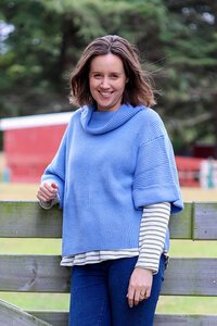 Foil Cowl Neck Rib Jumper