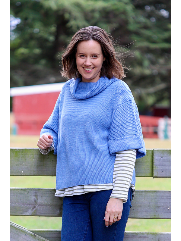 Foil Cowl Neck Rib Jumper