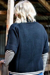 Foil Cowl Neck Rib Jumper