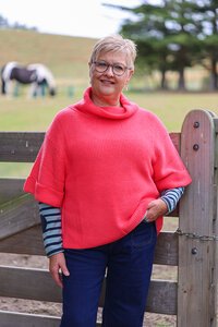 Foil Cowl Neck Rib Jumper