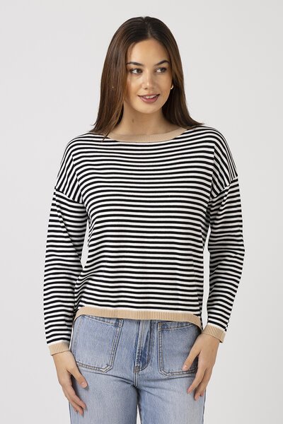 Stella + Gemma Black Stripe Jumper-new-Preen