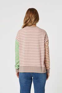 Threadz Maxwell Coral Stripe Sweat