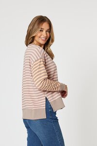 Threadz Maxwell Coral Stripe Sweat