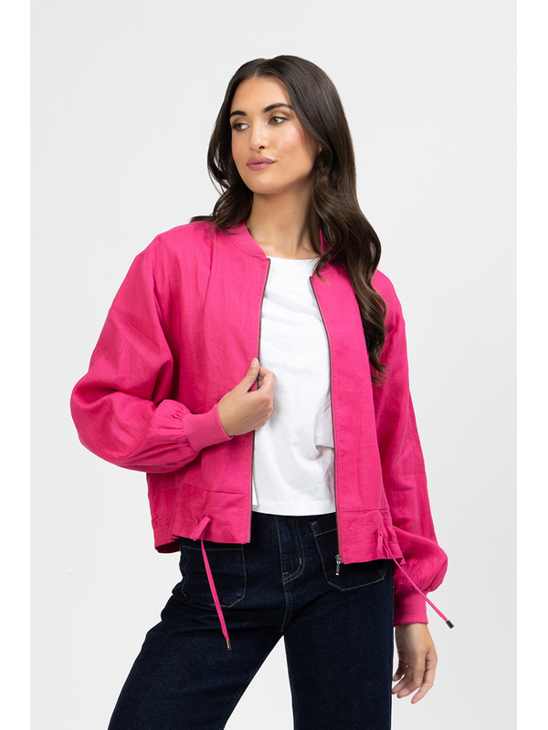 Seeking Lola Fuchsia Linen Keen Jacket