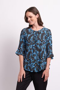 Foil Gathered Scoop Hem Top