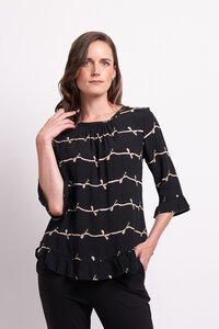 Foil Gathered Scoop Hem Top