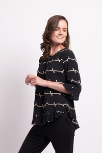 Foil Gathered Scoop Hem Top