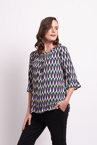 Foil Gathered Scoop Hem Top