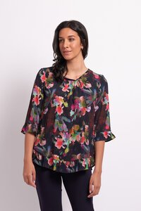 Foil Gathered Scoop Hem Top