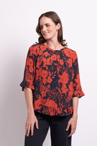 Foil Gathered Scoop Hem Top