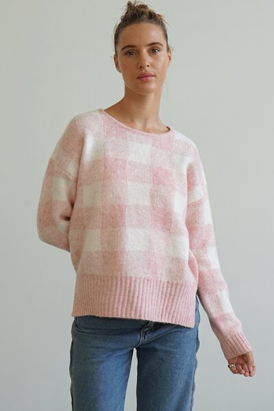 Worthier Nina Wool Blend Check Knit-new-Preen