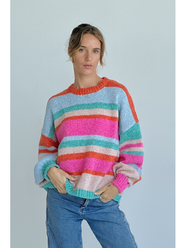 Worthier Ashlyn Rainbow Stripe Knit