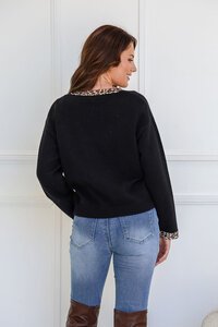 Miss Marlow Leopard Trim Tie Cardi