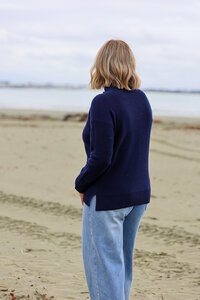 White on Black Funnel Neck Jumper