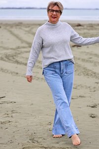 White on Black Funnel Neck Jumper