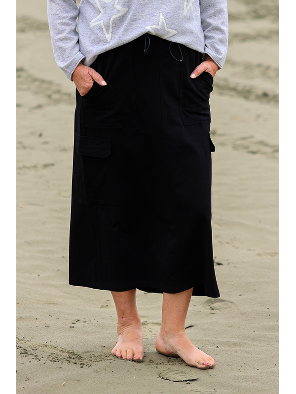 White On Black Cargo Skirt