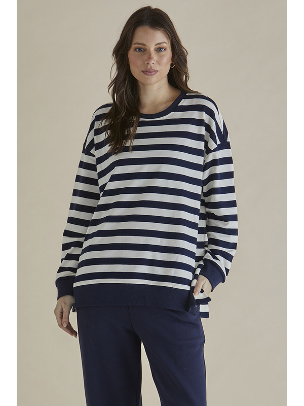 Betty Basics Easy Crew Stripe Sweat