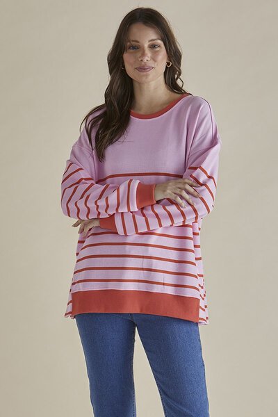 Betty Basics Easy Crew Stripe Sweat-new-Preen