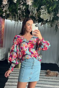 Charlo Tamara V Neck Floral Top