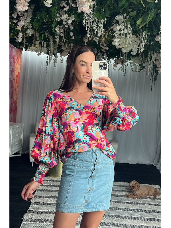 Charlo Tamara V Neck Floral Top